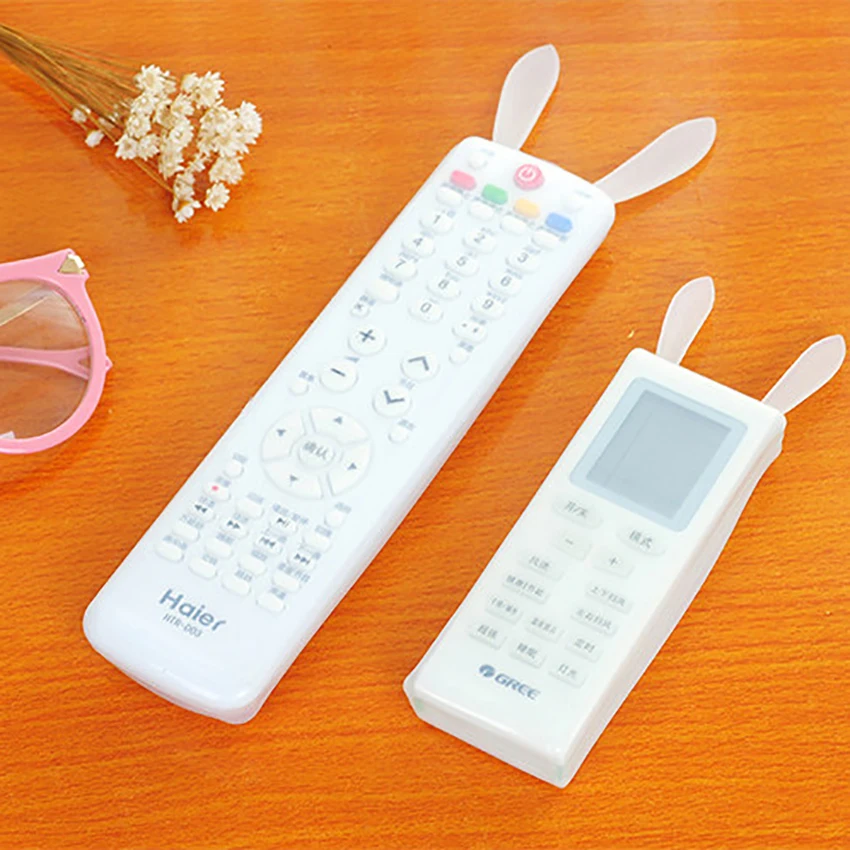 Transparent Noctilucent Remote Control Cover for TV Air Conditioner Rabbit Ear Remote Dustproof Protective Case Sheath Sleeve