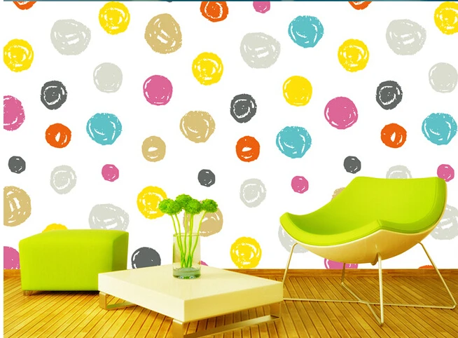 

Custom de parede listrado colorido Papel, color circle used for children's bedroom wall waterproof fabric parede de Papel