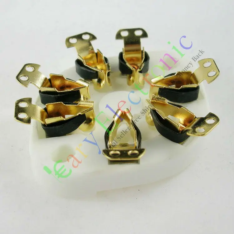 Wholesale and retail 4pc 7pin Gilded Ceramic vacuum tube socket gold valve base fr 1625 audio Amp DIY free shipping