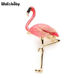 New Design Flamingo Alloy Red Blue Enamel Bird Brooches Women Men's Metal Animal Brooch Pins Banquet Broche Gift Scarf Buckle