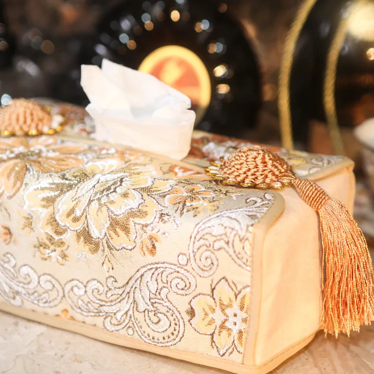 Gold fashion palace embroidery gold silk embroidered European tissue box, tissue set A1 original order