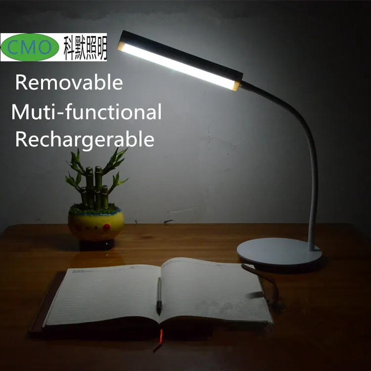 

CMO 4 levels dimmer adjustable Reading Lamp Multifunctional Removeable Microcomputer control USB Rechargeable Led Desk Lamp