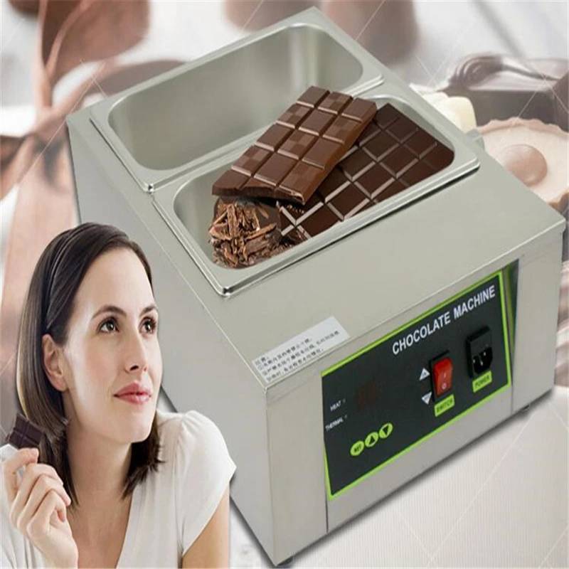 110v 220v aquecimento de água 2 cilindros de aço inoxidável máquina de derreter chocolate fogão elétrico panela de chocolate
