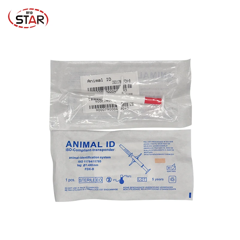 (100 قطعة/الوحدة) 1.4*8mm 134.2KHz الكلب RFID الزجاج رقاقة ل ل البقر القط كلب تحديد/تتبع رقاقة الحيوان Id حاقن