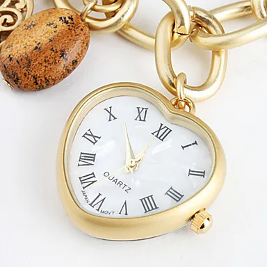 Hot! Watches Women Wristwatches Fashionable Sweet Heart Pendant Gold Alloy Quartz Bracelet Watch