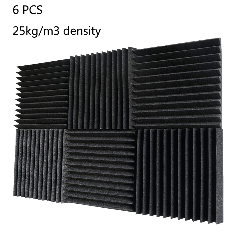 6 PCS Wedge with 12T Foam Tiles Studio Acoustic Soundproof Foam 2''