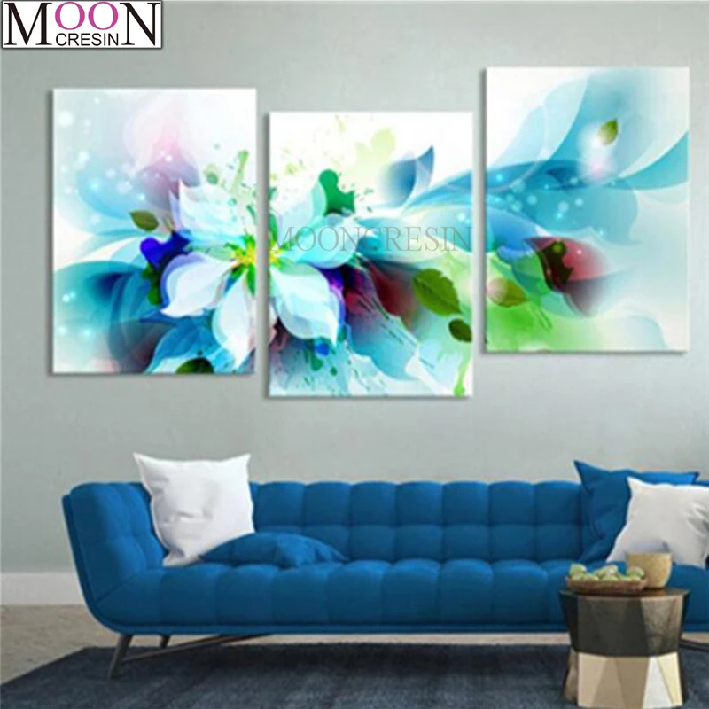 

DIY 5D Diamond Painting Cross Stitch triptych Flower Abstract Diamond Embroidery Square Full Drill Diamond Mosaic Decoration Kit