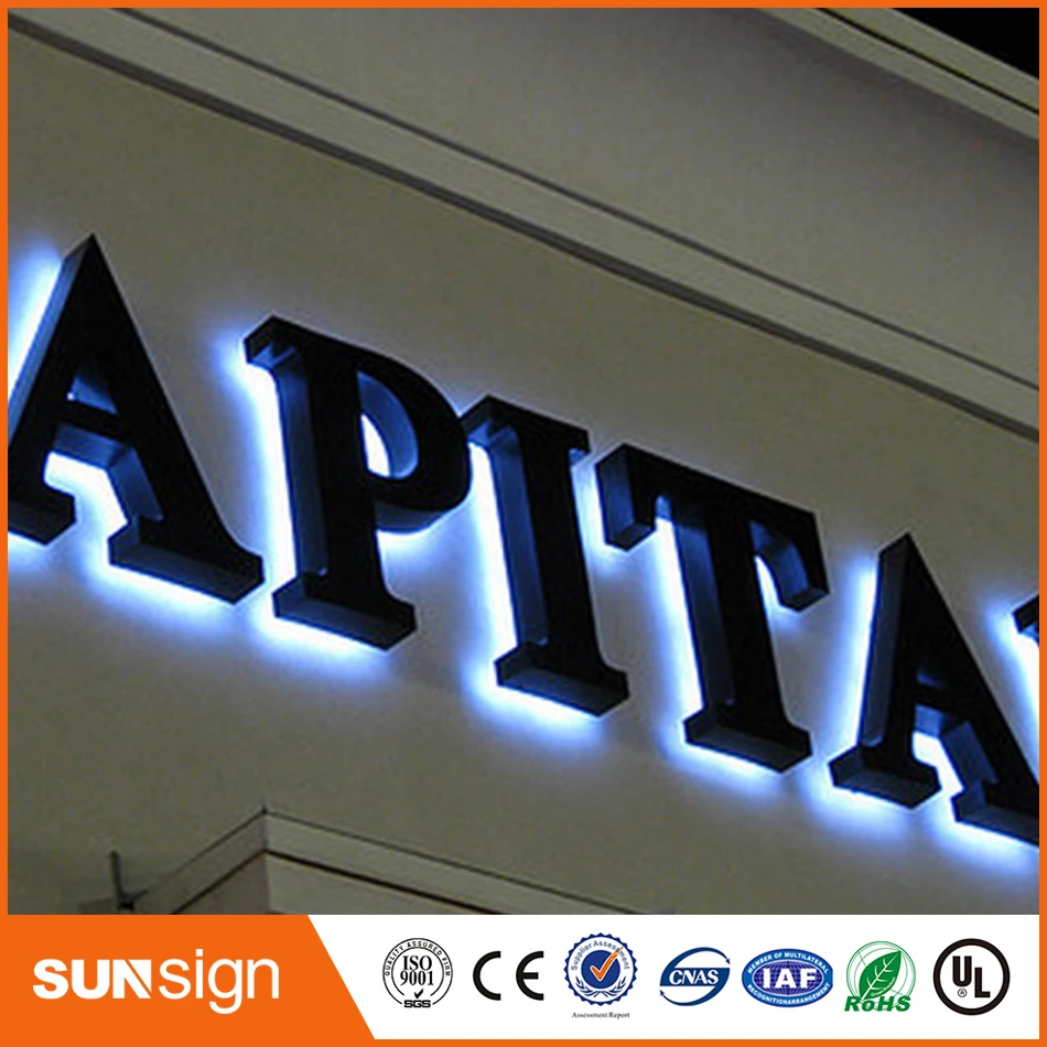 Custom  stainless steel LED Backlit letters signs