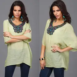 Summer Chiffon Blouse women fashion embroidered Chiffon Blouse plus size women chiffon shirt L.XL.XXL.3XL