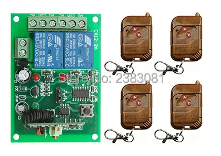 NEW DC12V 2CH 10A Không Dây RF Điều Khiển Từ Xa Hệ Thống Chuyển Mạch 4 * Transmitter + 1 * Receiver Cho Truy Cập/Hệ Thống cửa