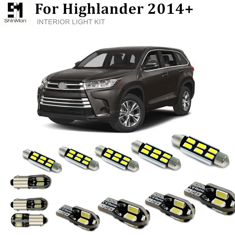 Shinman 13pcs Error Free LED Interior Light Kit Package for toyota highlander accessories 2014 2015