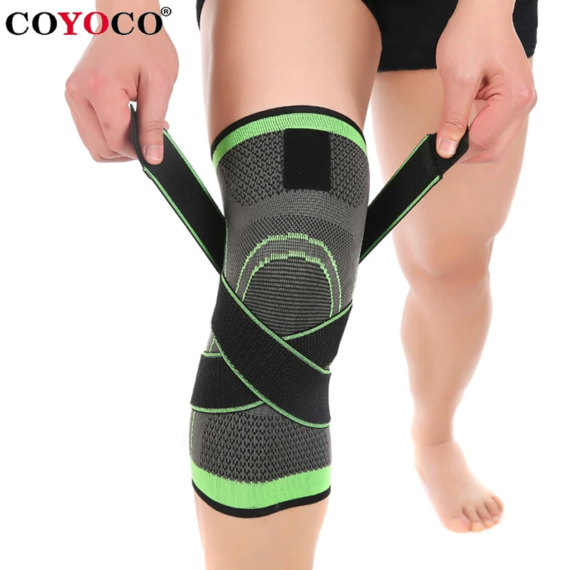 COYOCO Bandage Pressurizable Knee Pads Brace Sports Support 2 Pcs Adjustable Cycling Basketball Gym Professional Kneepads