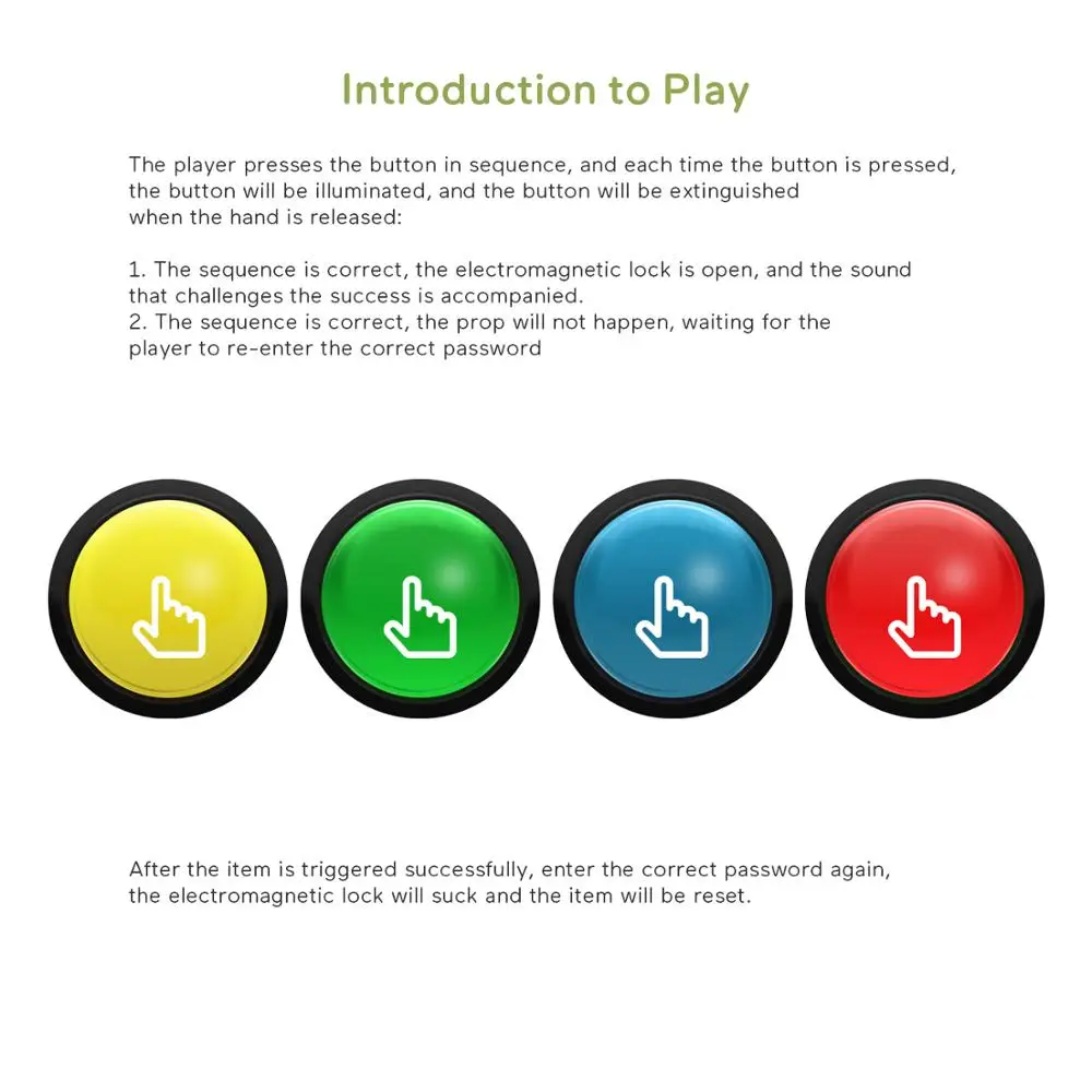 Escape Room Game Prop Colorful Buttons Props Light up the Buttons in Correct Sequence to Unlock Adventure Game Props