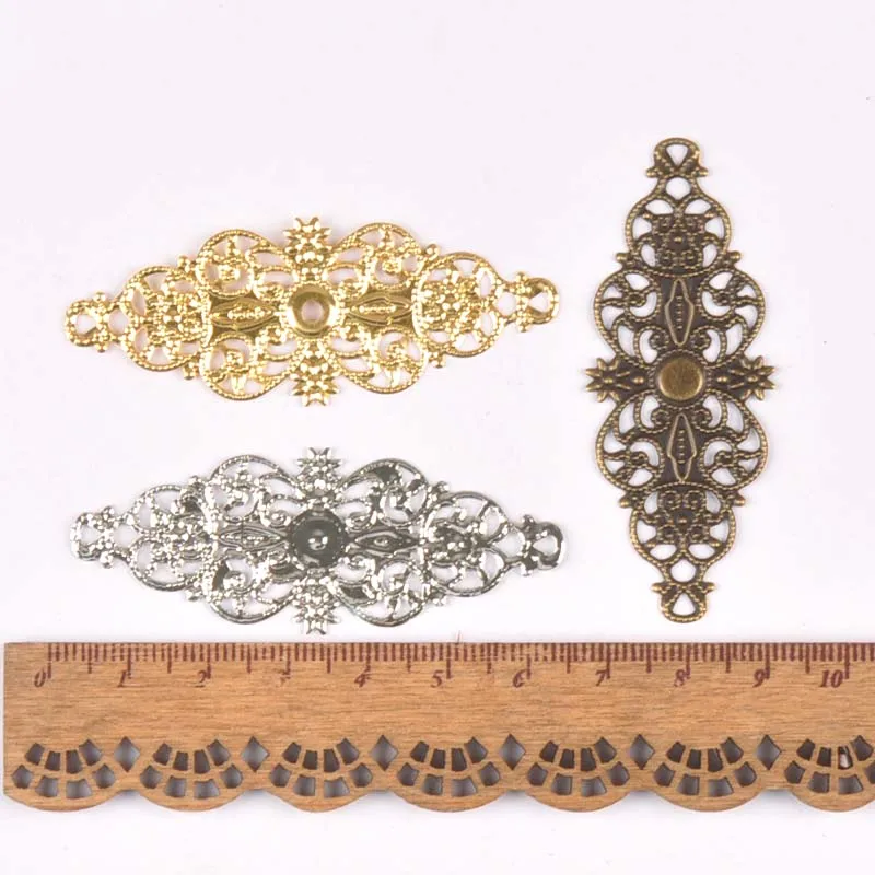 10pcs Filigree Wraps Connectors Embellishments Findings Wraps Connectors For DIY Jewelry Making 62x24mm YKL0734