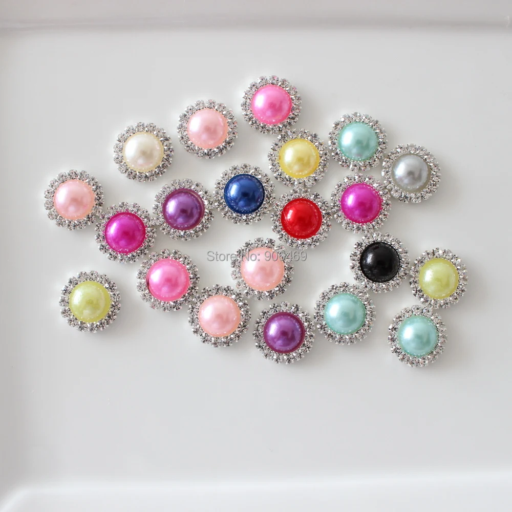 16mm pearl rhinestone button wedding embellishment headband DIY accessory flatback environmental protection plating 40pcs/lot