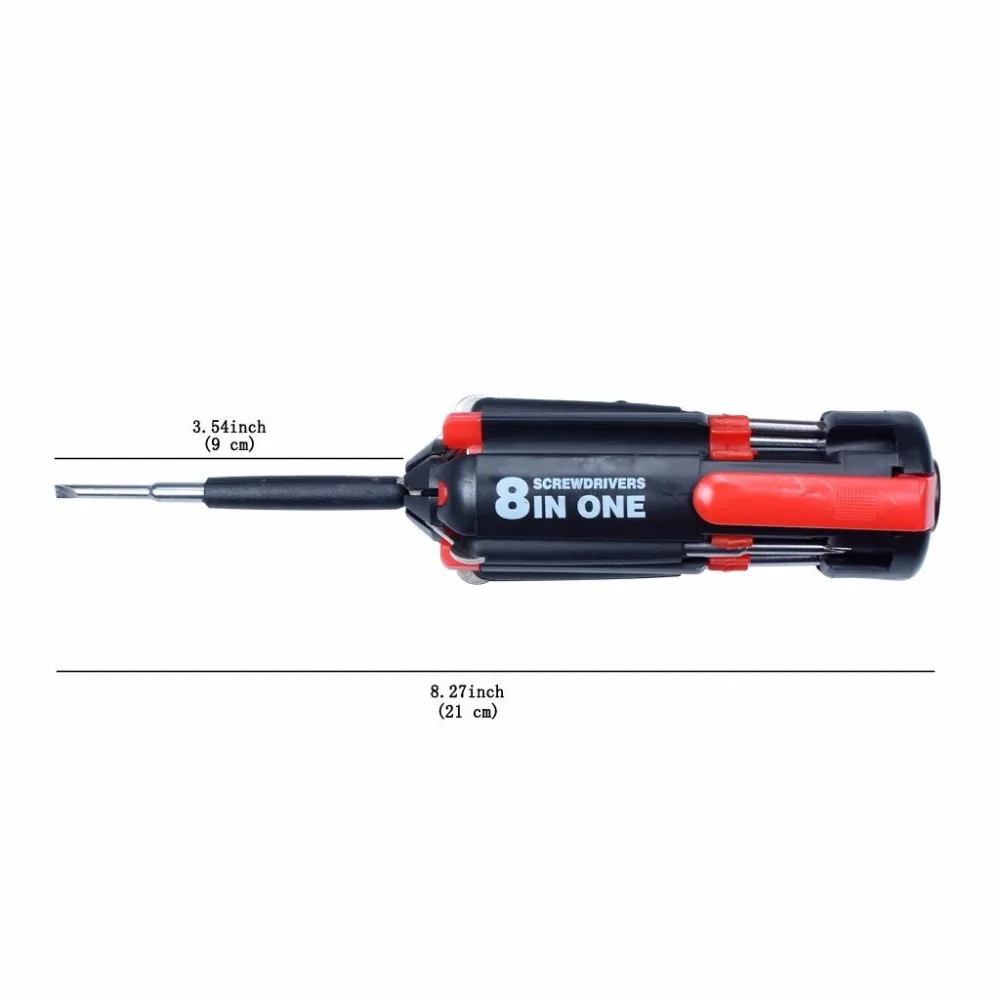 Newest  useful 8 in 1 Multi Portable Screwdriver with 6 LED Torch Tools Light Up Flashlight tool Set