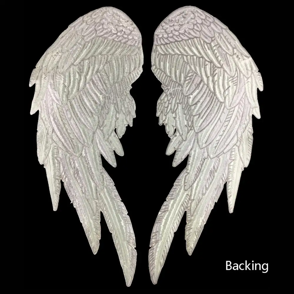 Angel Wings Large Patches Embroidery Iron on Motorcycle Biker Applique Fly Sky Patches for Jacket 14-calowe duże niestandardowe naklejki