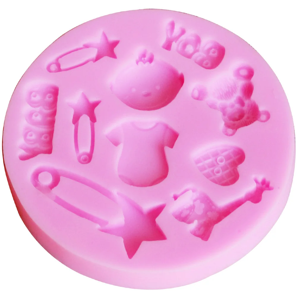 Baby Shower Boy Cloth Bear Pin Deer Silicone Dessert Mold Oven Chocolate Model Kitchen Pastry Tools Professional Accessories