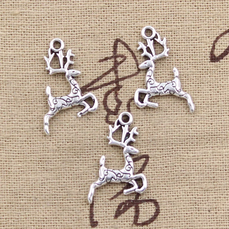 20pcs Charms Christmas Sika Deer 22x14mm Antique Making Pendant fit,Vintage Tibetan Bronze Silver color,DIY Handmade Jewelry