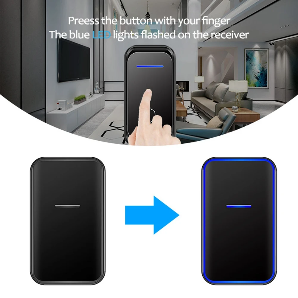 CACAZI Intelligent Home Wireless Doorbell Waterproof 1 Button 1 2 Receiver US EU UK AU Plug Calling Door Bell Wireless Chime