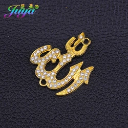 Juya 5pcs Wholesale Religious Islamic Muslim Allah Charms Cz Rhinestones Crescent Pendants For Eid al-Fitr Gift Jewelry Making