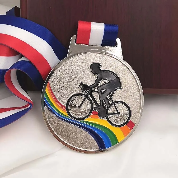 Color Cycling medal   Gold Color  and  Silver Color and   Branze  Color  With Ribbon 6.5-6.8CM