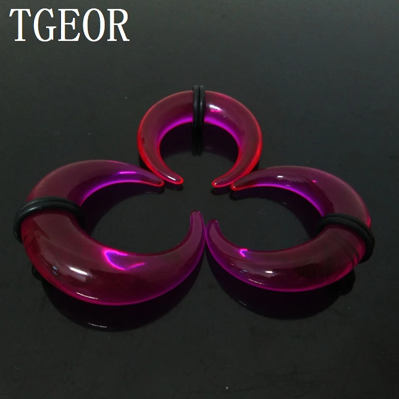 NICE 1 pair mixed 3 gauges big size horseshoe ear expander acrylic piercing mixed clear color ear taper Fashion