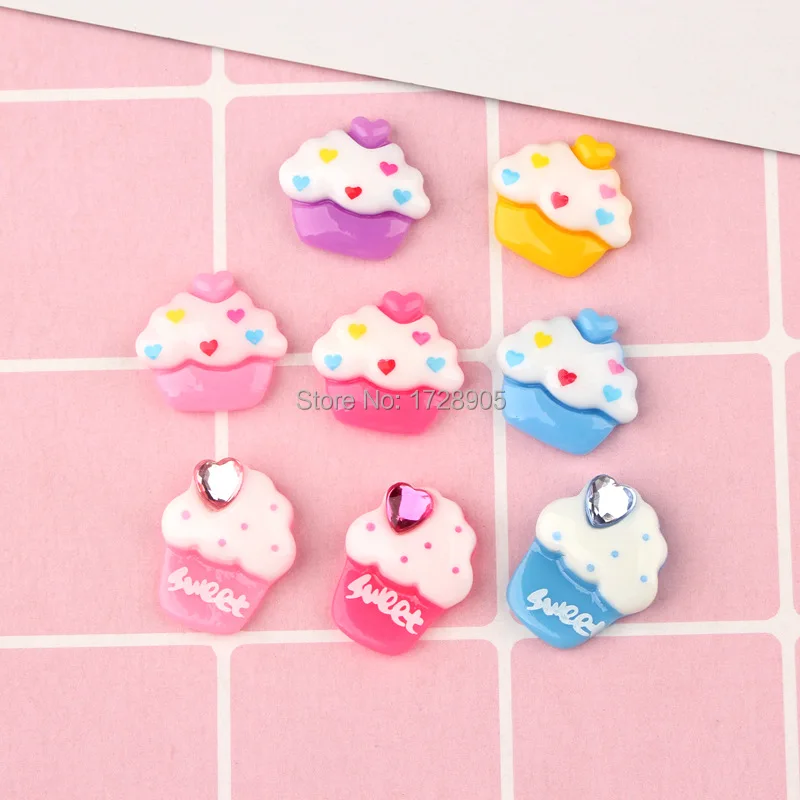 Resin Cake Sweet Strawberry Adorable Miniature Cakes Resin Cabochons 10 pcs 20 mm for Phone Decoration, Crafts Making DIY