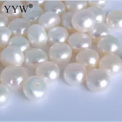 10PCs/Bag No Hole Cultured Freshwater Pearl Beads for making diy Jewelry Button natural half-drilled white 7.5-8mm Hole 0.8mm