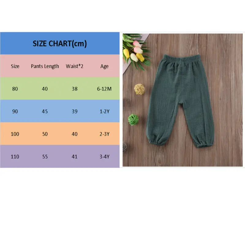 PUDCOCO  Baby Kids Girls Boys Harem Pants Casual Sport Loose Dance Soft Cotton Wrinkled Bloomers Bottoms Trousers Leggings Pants