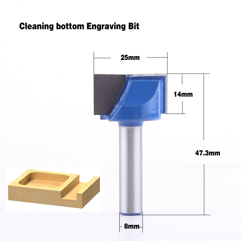 CHWJW 1 pz 8mm Pulizia del fondo Incisione Bit in metallo duro router bit Lavorazione Del Legno Utensili CNC fresa fresa per di legno