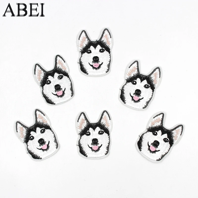 10pcs/lot Iron Husky Dog Patches Embroidered Clothes Applique Coat Motif Badge Diy Stickers Backpack Shoes Coats Sewing Patch