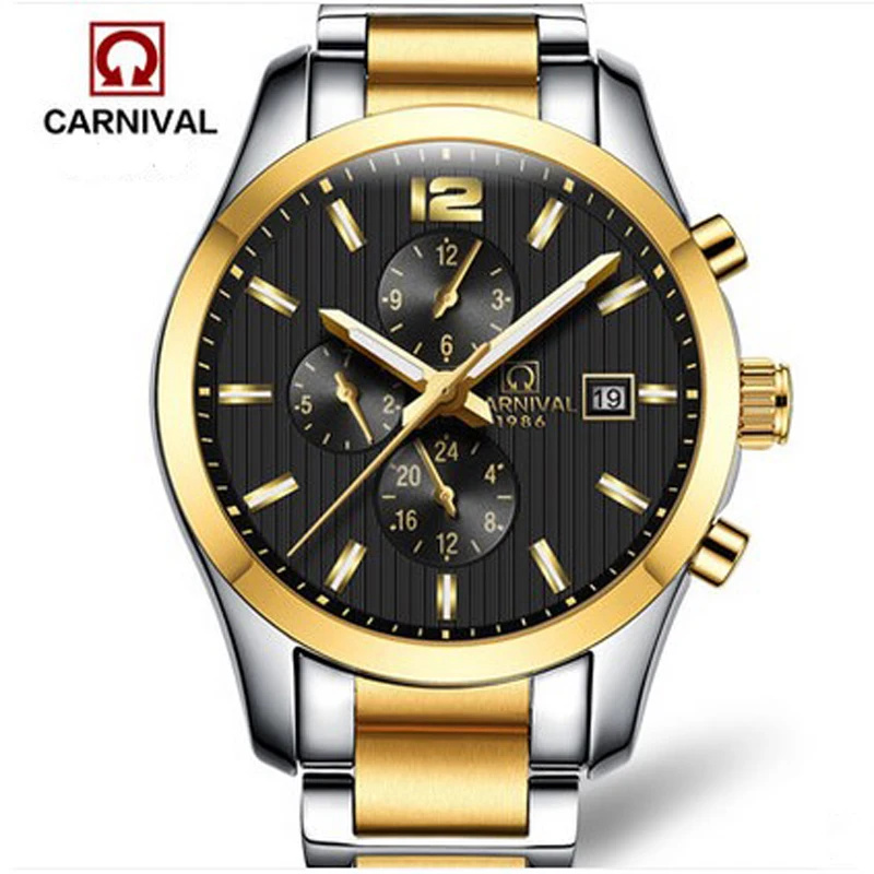 

Carnival hot fully-automatic mechanical brand mens watches full steel fashion waterproof multifunctional male army watch relogio