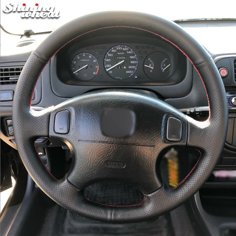 Shining wheat Black Leather Car Steering Wheel Cover for Honda CRV CR-V 1997-2001 Accord 6 1998-2002 Odyssey 1998-2001