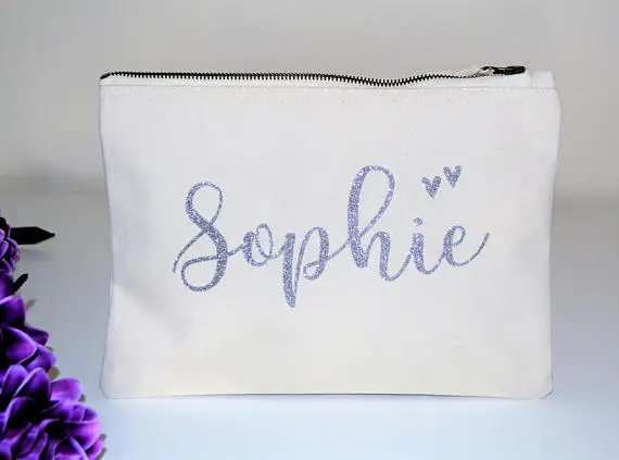 personalized glitter wedding bridal Bridesmaid Makeup Gift Make Up comestic Bags kits zipper pouches Clutches Birthday gifts