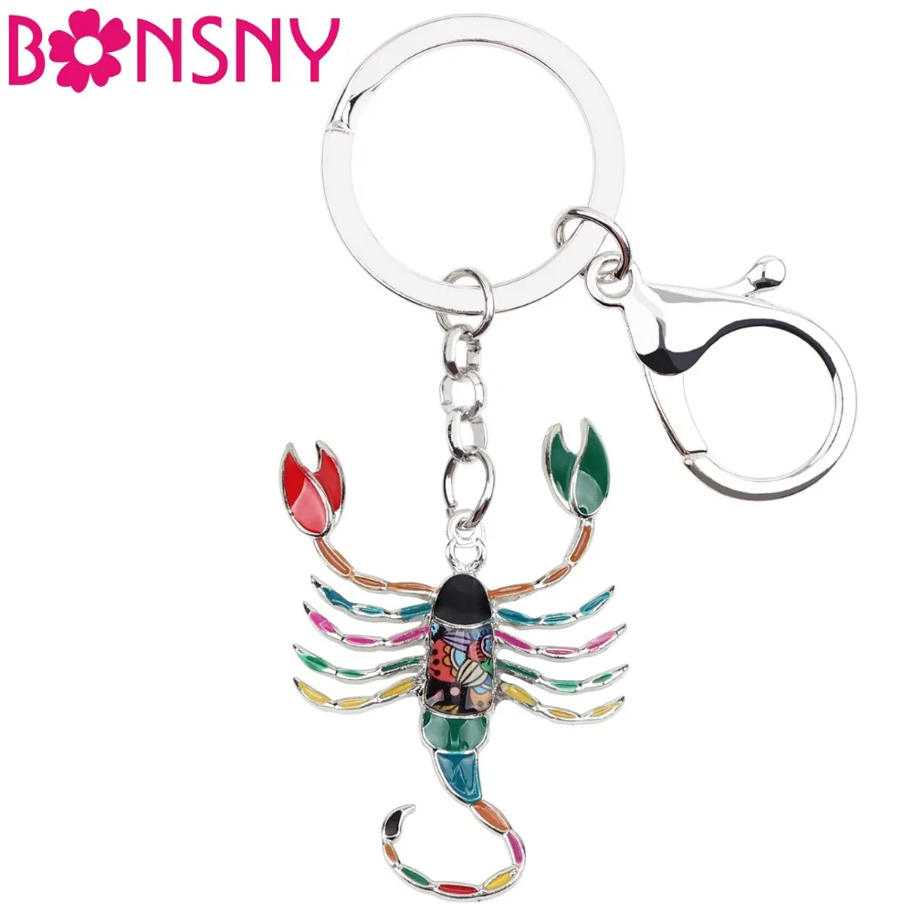 

Bonsny Enamel Star Lucky Zodiac Scorpio Key Chain Women Keyrings Gift Bag Charms Keychain Car key Purse Elegant Metal Jewelry