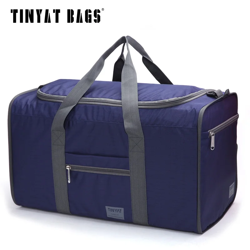 Tinyat-男性と女性のための折りたたみ式トラベルバッグ,molleバッグ,防水,ナイロン,カジュアル,黒,T-306