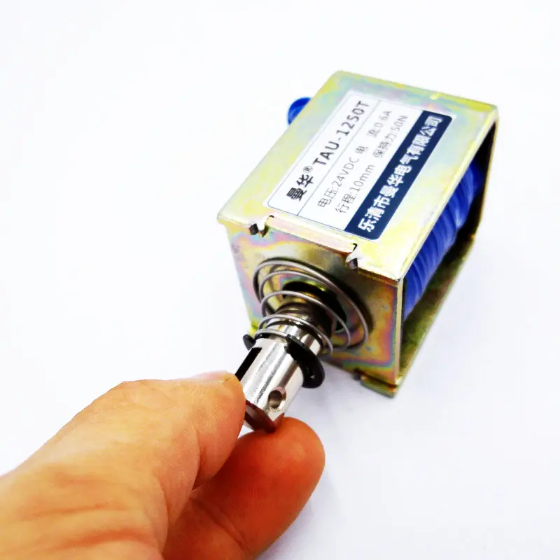 DC 12V 24V 50N Force push&pull Type Frame electromagnet TAU1250T travel distance 10mm with Adjustable nut