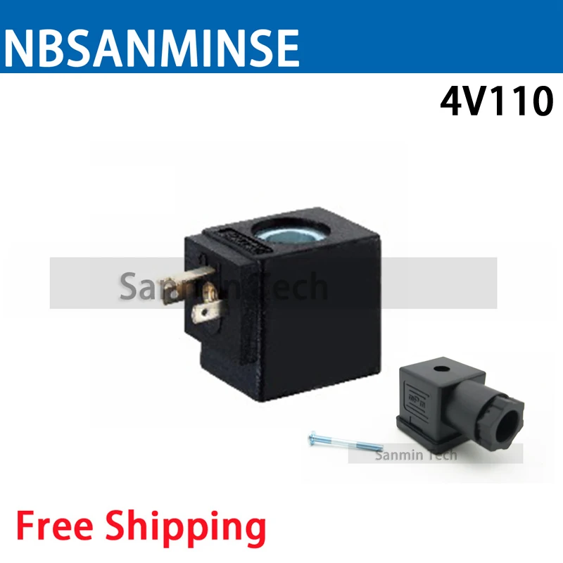 1pc 4V 110 Magnetic Valve Series Coil Electrical Solenoid Valve Coil DC24V AC220V Voltage Lead Type DIN43650C Valve Coil Sanmin