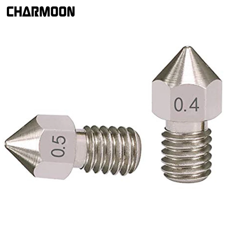 

5pcs MK8 V5 V6 Stainless Steel Nozzle 0.3mm 0.4mm 0.5mm M6 Threaded Part 1.75mm 3mm Filament For Extruder 3D Printers Parts