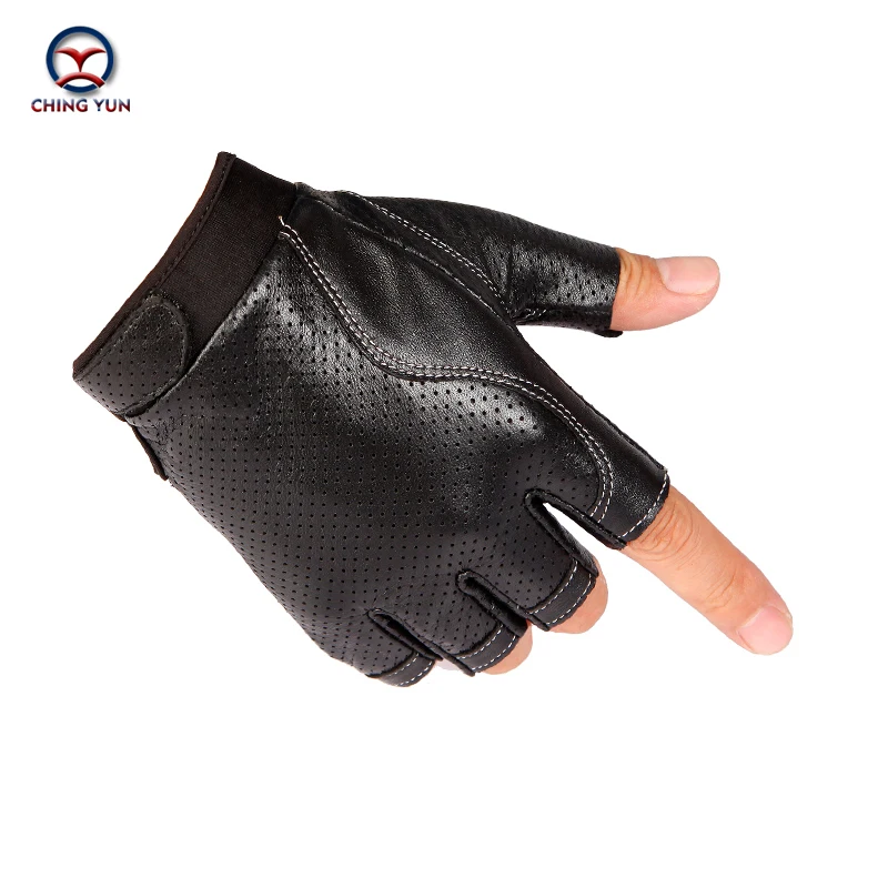 

CHING YUN 2019 Man High Quality Leather Gloves Fingerless Gloves Tactical Male Semi-finger Protective Ride Non-slip Mitts 2266