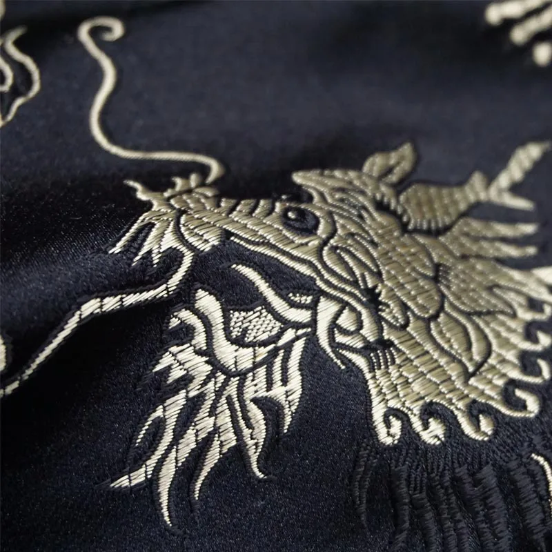 75cmx 100cm Metallic Jacquard Brocade Fabric, black dragon pattern 3D jacquard yarn dyed fabric for Womens Coat Dress Skirt