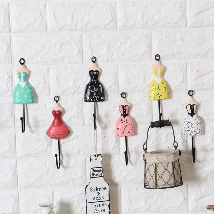 

3pc/Lot High Quality Princess dress Design Wooden Hook Wall Easy Coat&Hat Hanger Garden Style Key Hanger Mix Color