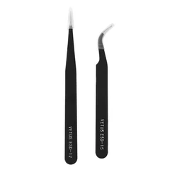 High quality 2 pcs Black Acrylic Stainless Steel tweezers Fine workmanship Repairing Maintenance Tools Paillette Nipper Picking