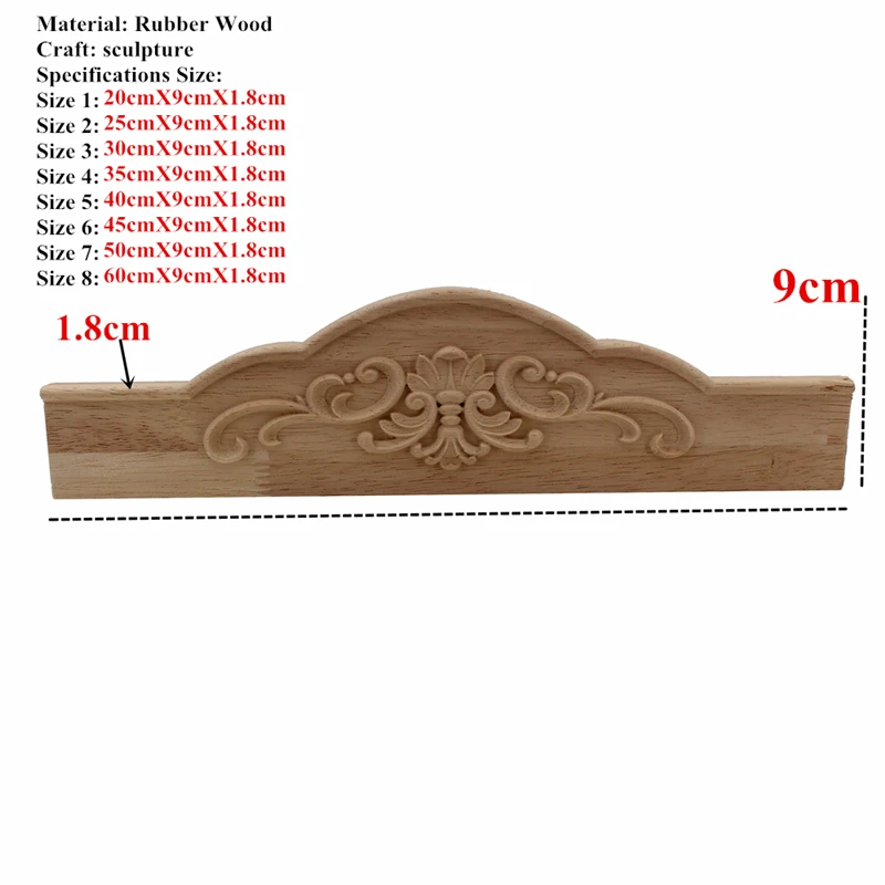 VZLX Flower Wood Carving Natural Wood Appliques for Furniture Cabinet Unpainted Wooden Mouldings Decal Decorative Figurines