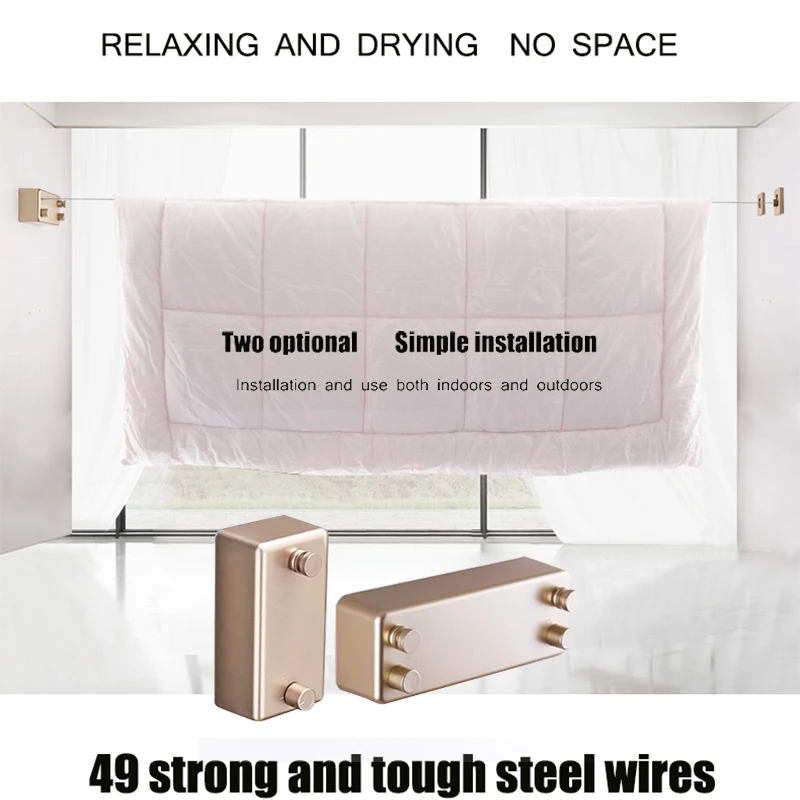 Home 4M steel wire Invisible Wall Hanger Indoor Retractable Solid Clothesline Retractable Clothesline clothes dryer