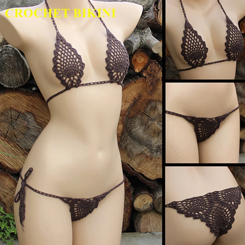 Gehaakte Bikini Micro Bikini Set Zwart Haak Handgemaakte Lingerie Sexy Mini Zonnebaden Badpak 2021 Bieden Meer Kleuren