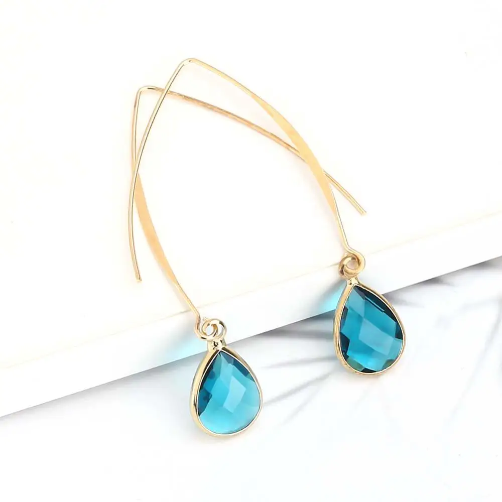 2024 Trendy Teardrop Crystal Dangle Earrings for Women Girls Fashion Gold Color Pink Waterdrop Long Earring Bridesmaid Jewelry