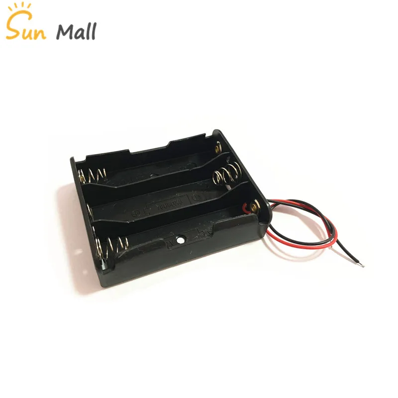 3 Slots Power Battery Case Box Holder DIY Leads with Wire Leads Black Plastic Battery Box Connecting For 3x 18650