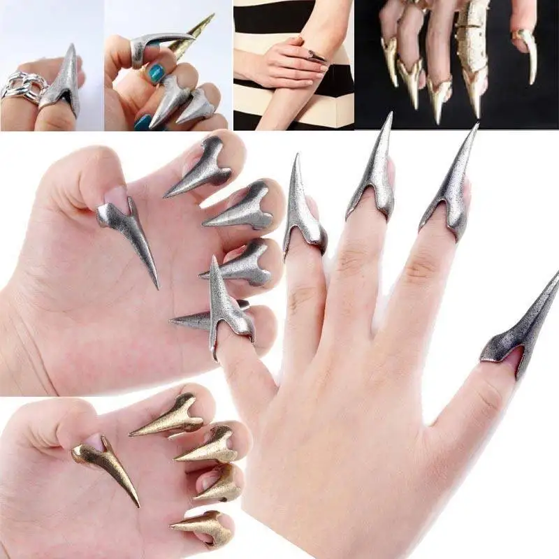 1PC Gothic Punk Rock Talon Nail Finger Ring Eagle Claw Spike Rings For Women Men Fashion Party Jewelry Accessories Gold Color